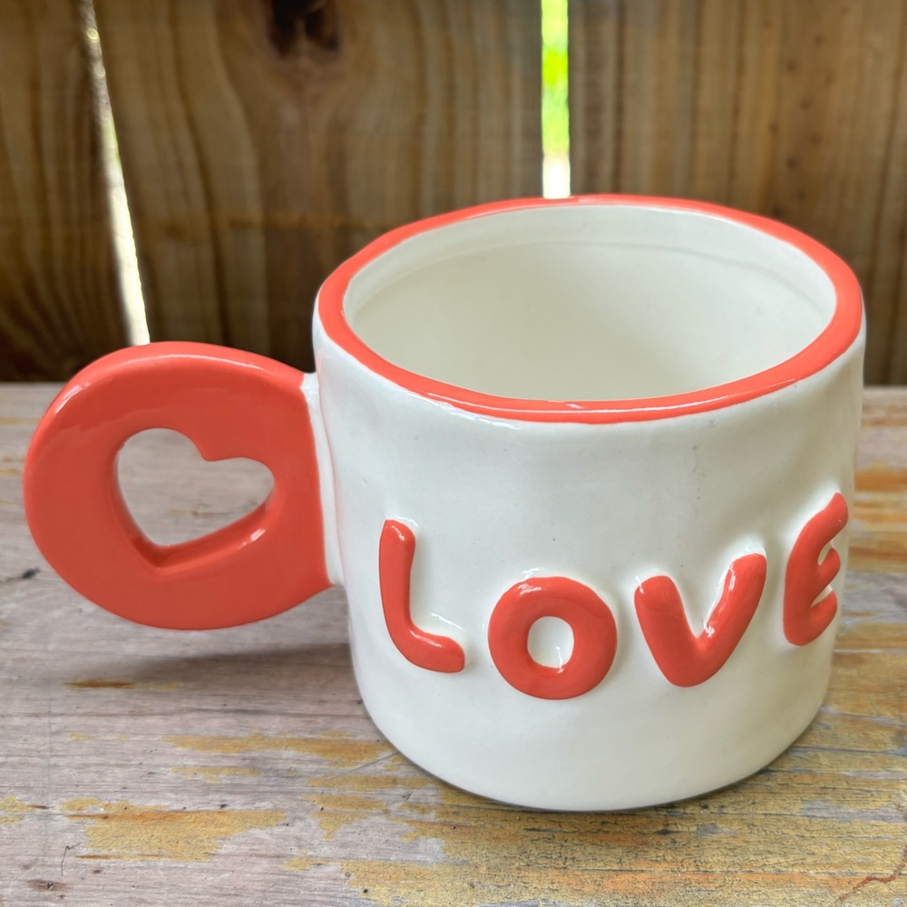 Sophistiplate Love Pink & White Ceramic Coffee Mug Size 14oz